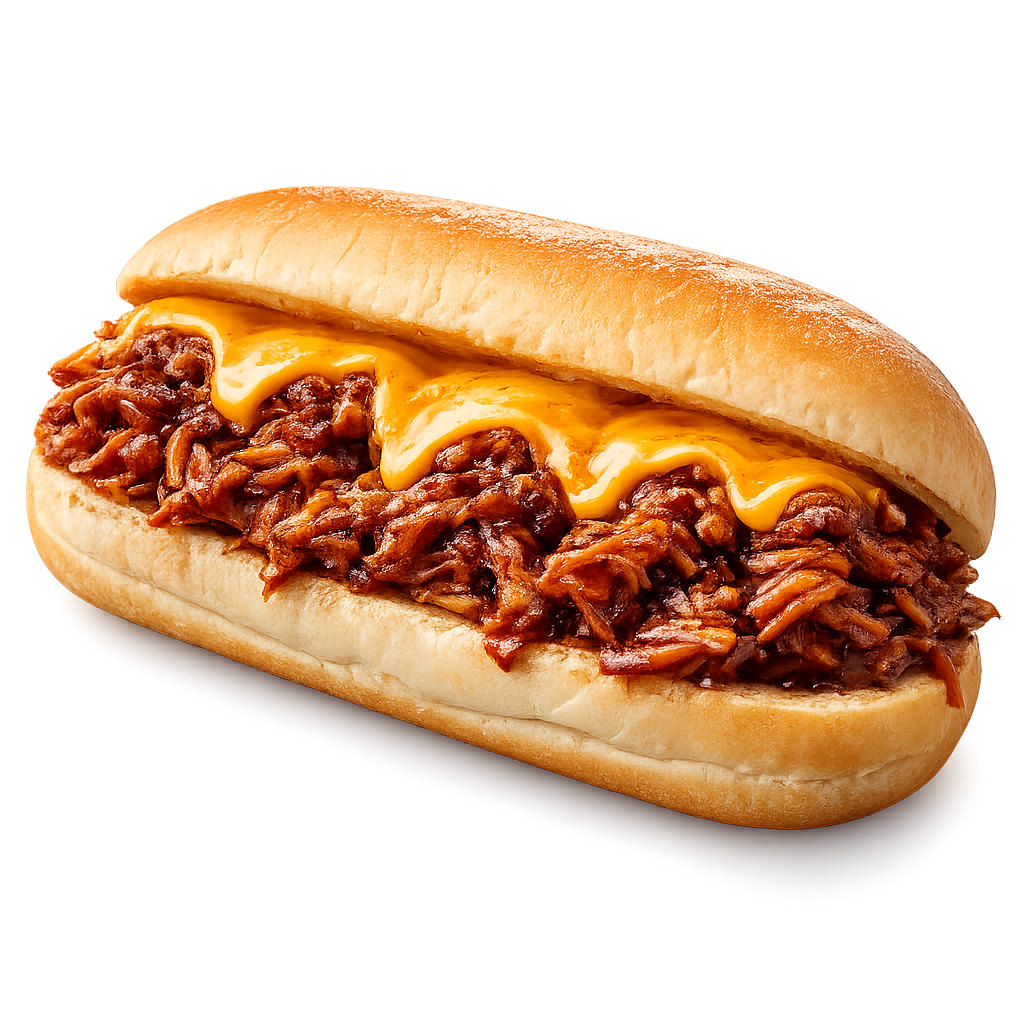 Barbecued Sauced Jackfruit Hoagie With Vegan Cheddar Cheese